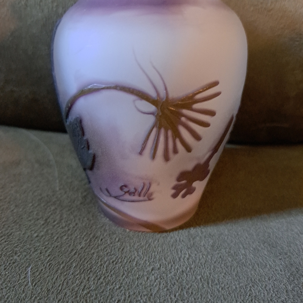 Small Galle Acid Etched Cameo Glass Vase 3 3/4"